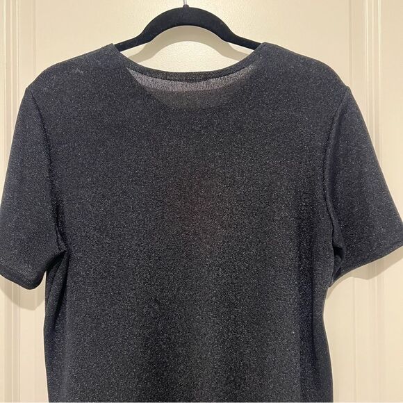 Vintage Kathie Lee Collection Women's Shimmery V-Neck Top Short Sleeve Sz. Large - Picture 8 of 9